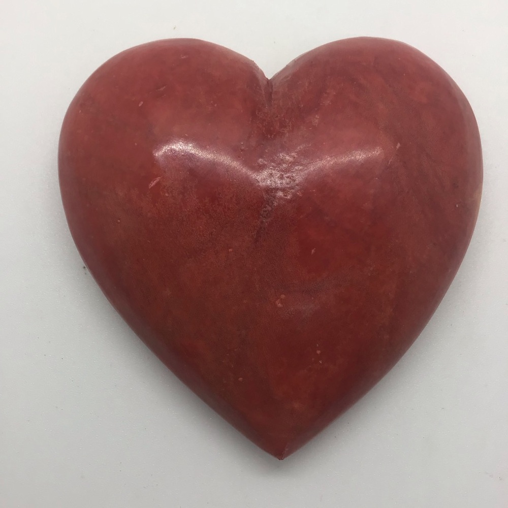 Vintage Toscany Alabaster Red Heart Hand Carved Made in Italy Paperweight